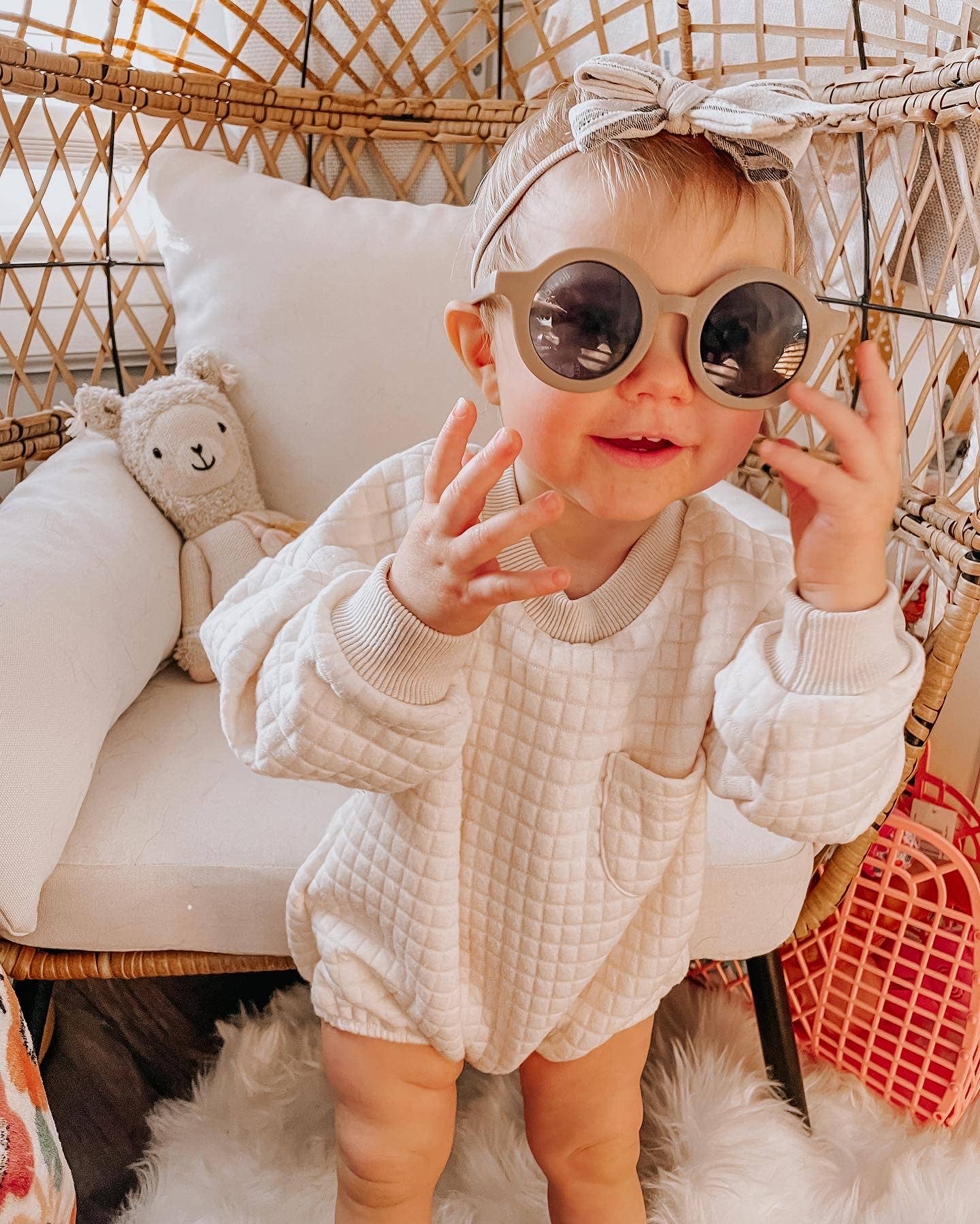 Taupe Kids Round Sunglasses
