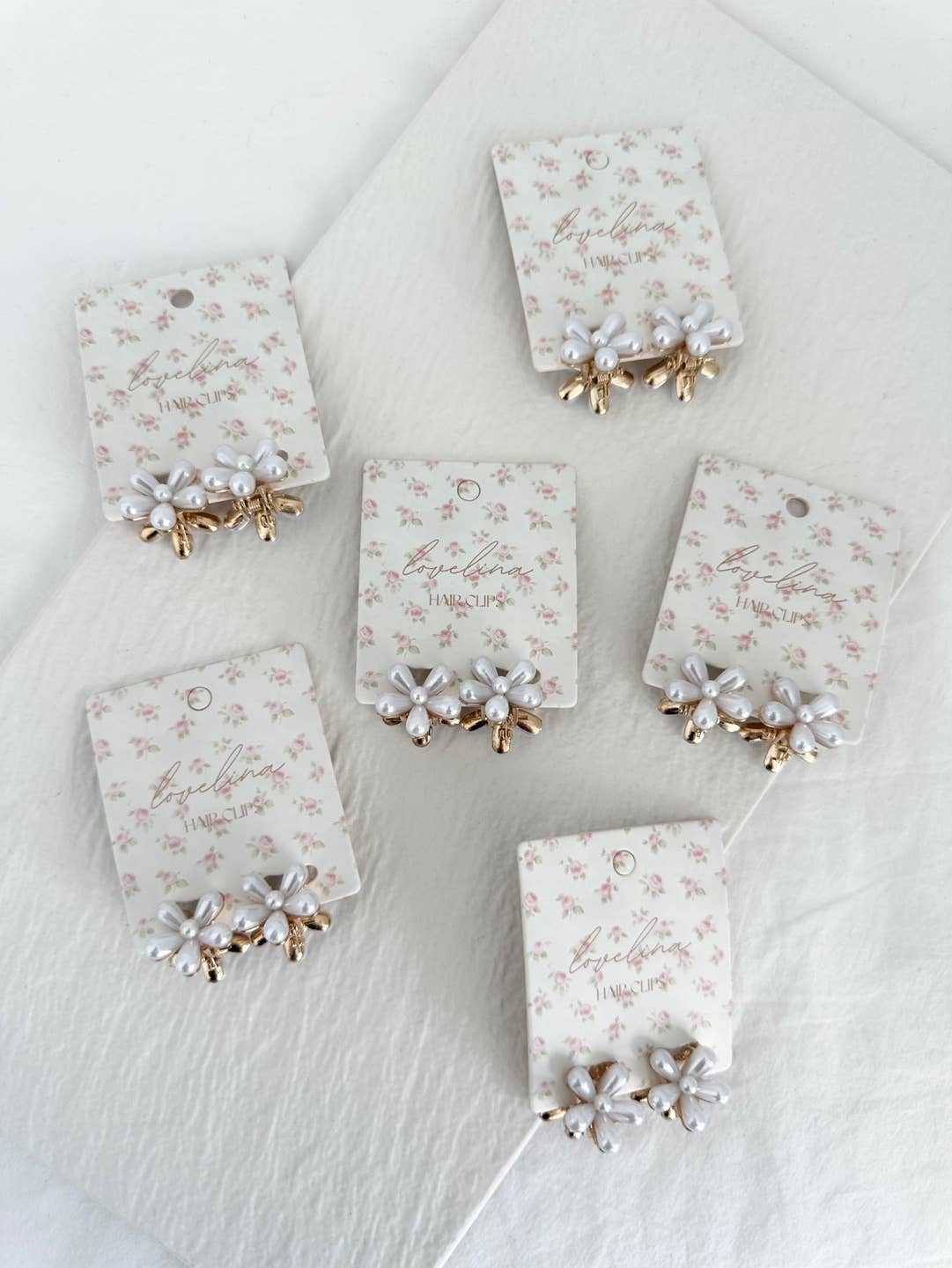 Pearl Flower Hair Clips - DOVE