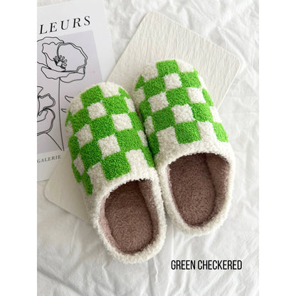 Women's Checkered Pattern Cozy Slippers