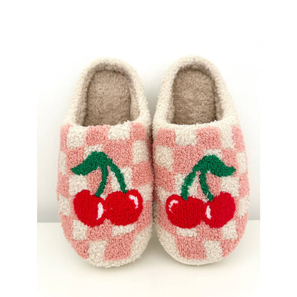 Women's Cherry Checkered Cozy Slippers