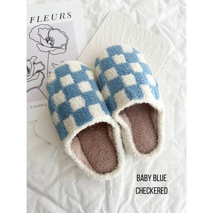 Women's Checkered Pattern Cozy Slippers