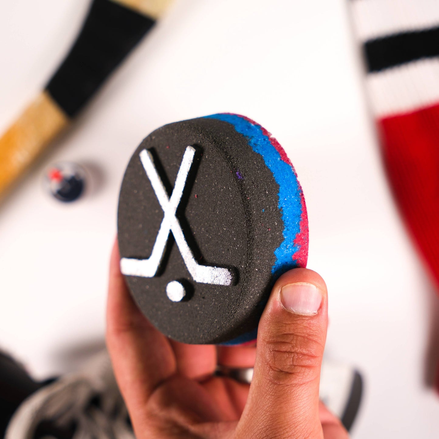 Hockey Puck Bath Bomb with Shoe Charm