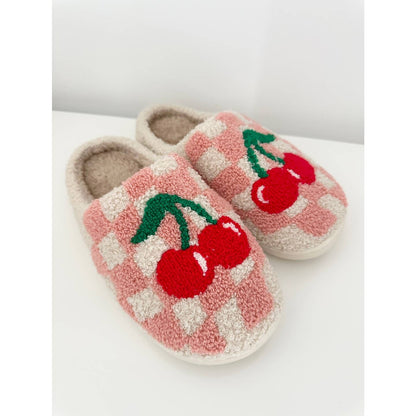 Women's Cherry Checkered Cozy Slippers