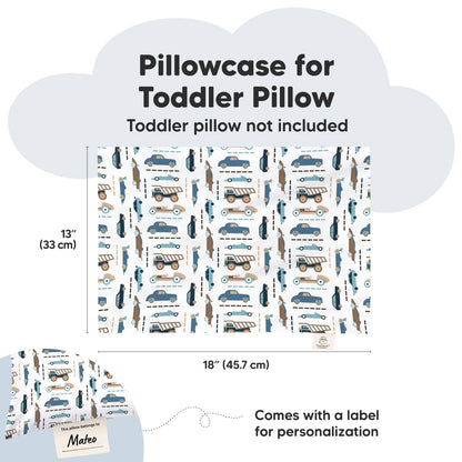 KeaBabies Printed Toddler Pillowcase 13X18" (Vroom)