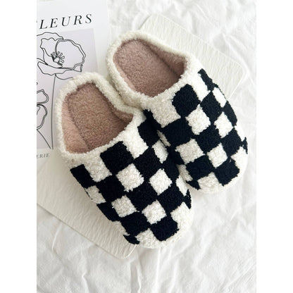 Women's Checkered Pattern Cozy Slippers