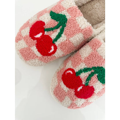 Women's Cherry Checkered Cozy Slippers