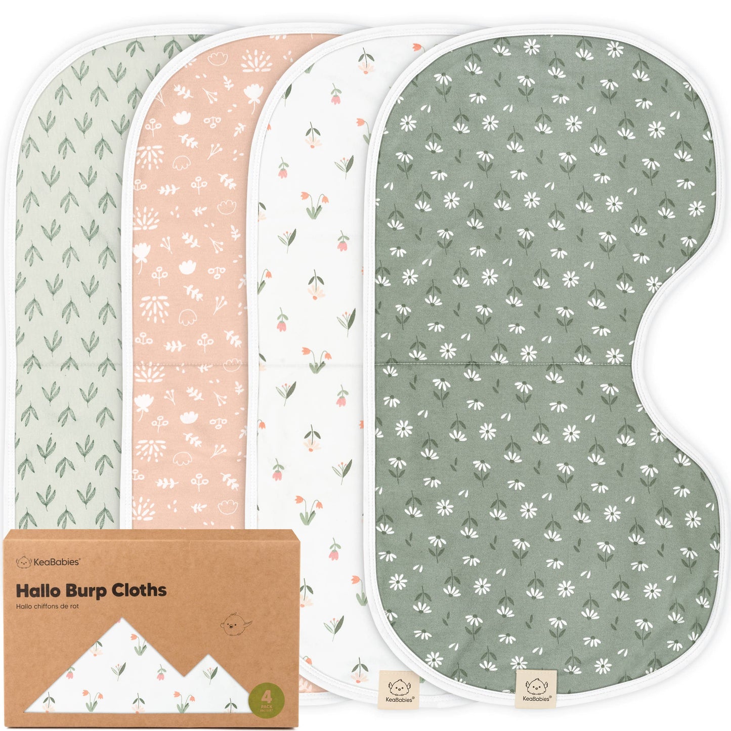 4-Pack Hallo Baby Burp Cloths, Soft Burping Cloth for Babies