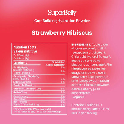 SuperBelly Hydration & Gut Mix, Strawberry Hibiscus