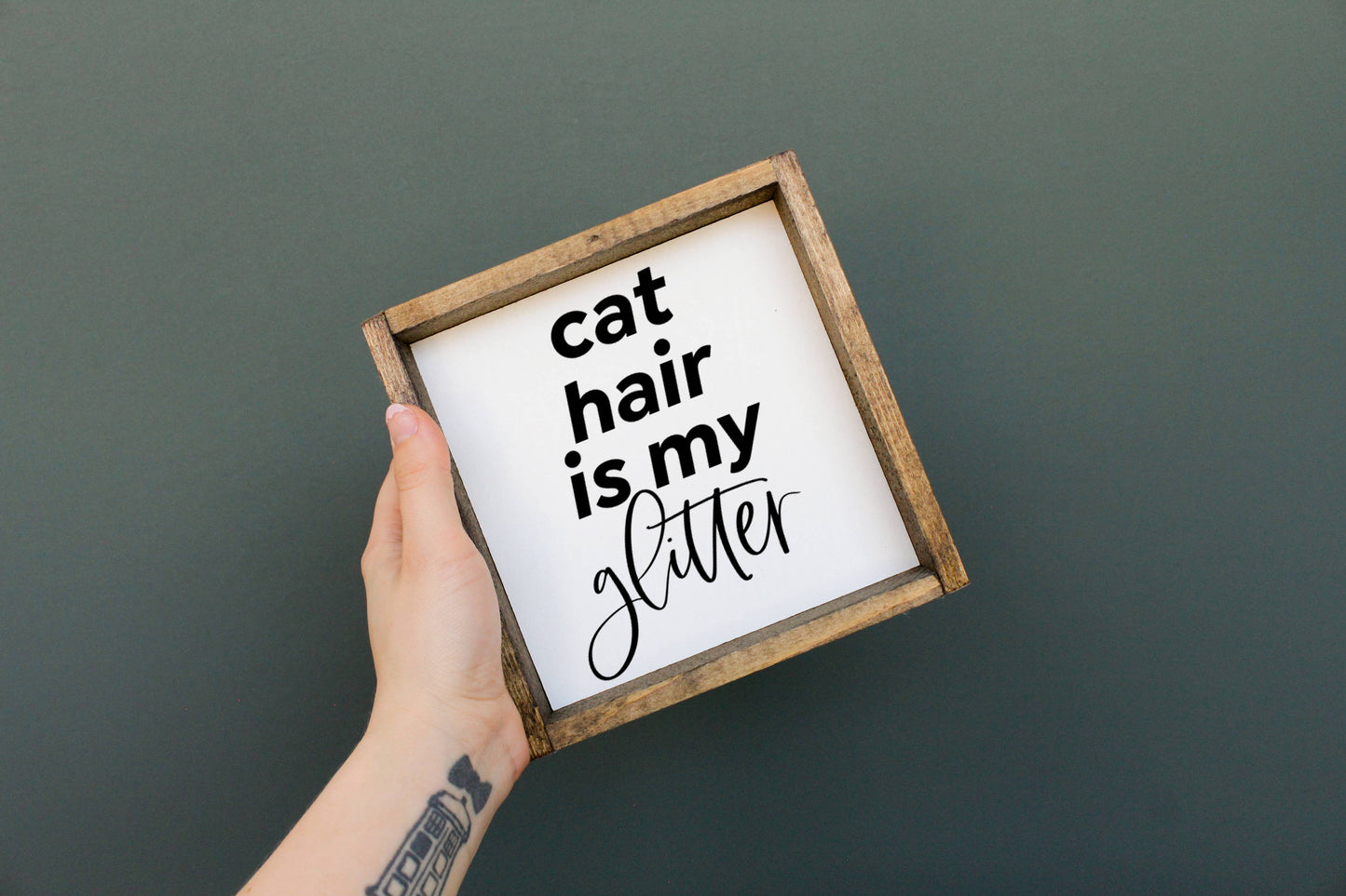 Cat Hair is My Glitter Wood Sign