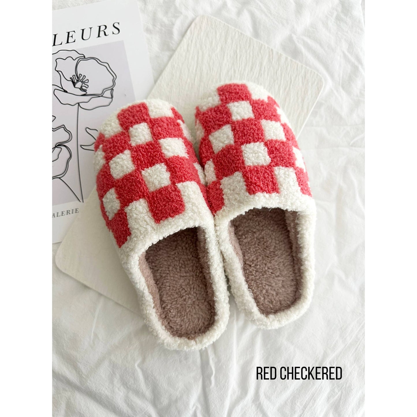 Women's Checkered Pattern Cozy Slippers