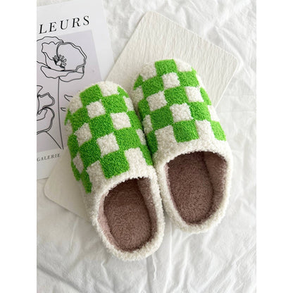 Women's Checkered Pattern Cozy Slippers