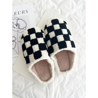 Women's Checkered Pattern Cozy Slippers