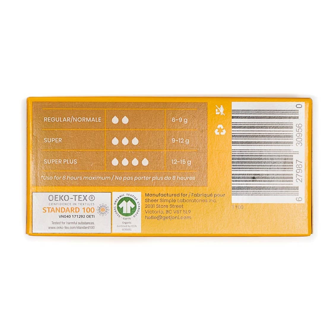 Regular Organic Cotton Non-Applicator Tampons