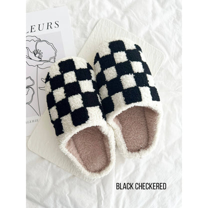 Women's Checkered Pattern Cozy Slippers