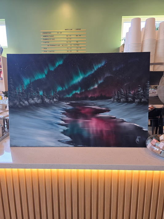 Riverside Lights Painting - Painting Fireman