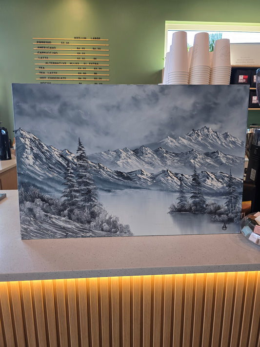 Snowy Mountain Mood Painting - Painting Fireman